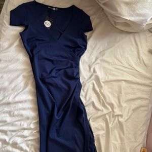 Boohoo Navy Midi Dress